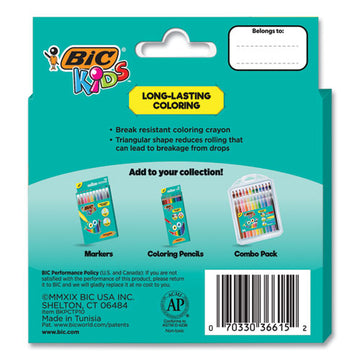 BIC® Kids Coloring Triangle Crayons, 10 Assorted Colors, 10-pack freeshipping - TVN Wholesale